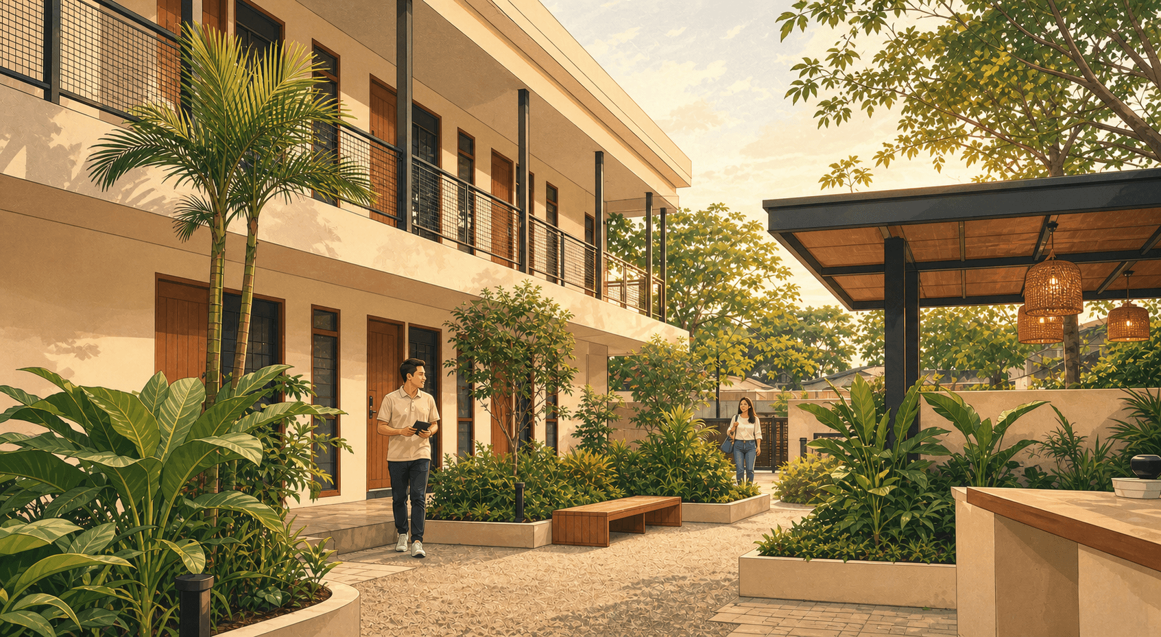 Illustration of a welcoming contemporary rental property in the Philippines